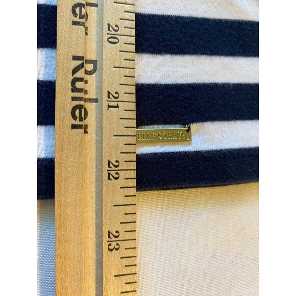 Ellen Tracy Women’s XL Top Navy & White Striped Short Sleeve Zip Detail Nautical - Picture 4 of 12